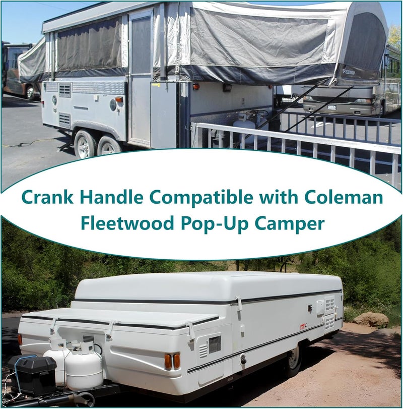 HUDEX Crank Handle Replacement for Coleman Fleetwood Pop-Up Camper - Compatible with Coachmen & Fleetwood Tent Campers- Heavy Duty Iron Lift System Crank with Rotating Plastic Grip (4-1/4" Handle) - Image 2